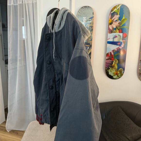 Vintage Faded Hooded Varsity Jacket Fits L 25.5x26.5 - Picture 4 of 6